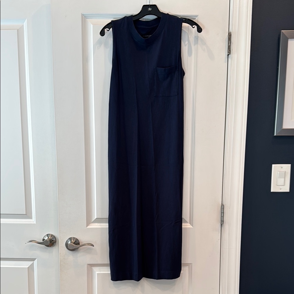 Everlane Sleeveless Navy Blue Cotton Midi Dress